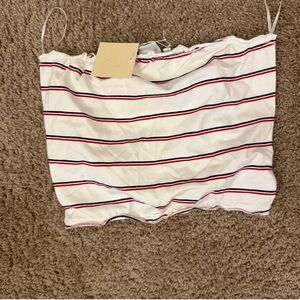 Good Luck Gem White Striped Bandeau Crop Top – NWT